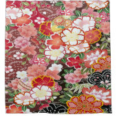  Roze Wit Japans Kimono Bloembloem Douchegordijn (Voorkant)