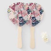  Roze Wit Japans Kimono Bloembloem Handwaaier (Voorkant en achterkant)