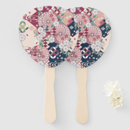  Roze Wit Japans Kimono Bloembloem Handwaaier