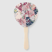  Roze Wit Japans Kimono Bloembloem Handwaaier (Achterkant)