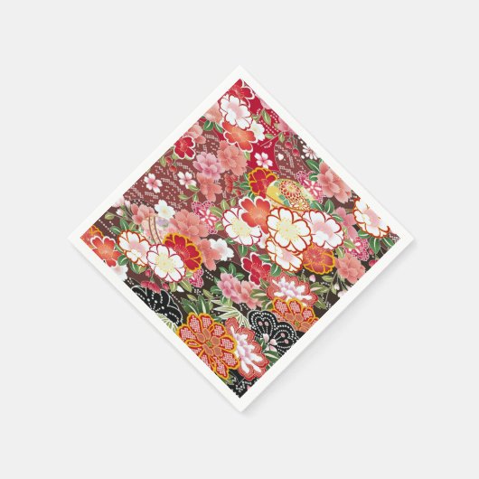 Roze Wit Japans Kimono Bloemen Decoupage Papier Servet (Hoek)