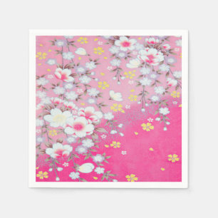 Roze Wit Japans Kimono Bloemen Decoupage Papier Servet