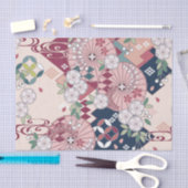 Roze Wit Japans Kimono Bloemen Decoupage Tissuepapier (Craft)