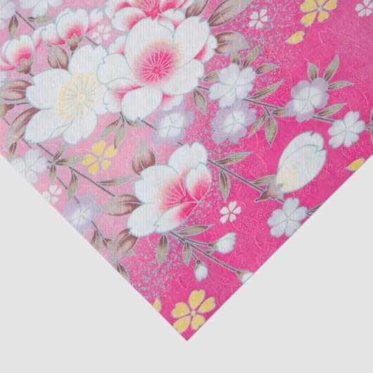 Roze Wit Japans Kimono Bloemen Decoupage Tissuepapier (Detail)