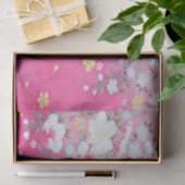 Roze Wit Japans Kimono Bloemen Decoupage Tissuepapier (Geschenk)