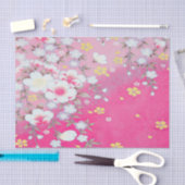 Roze Wit Japans Kimono Bloemen Decoupage Tissuepapier (Craft)
