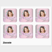 Roze Wit Kant Zoet Zestien Zoet 16 Foto Vierkante Sticker (Vel)