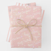 Roze | wit | Kerstmis Inpakpapier Vel (In situ)