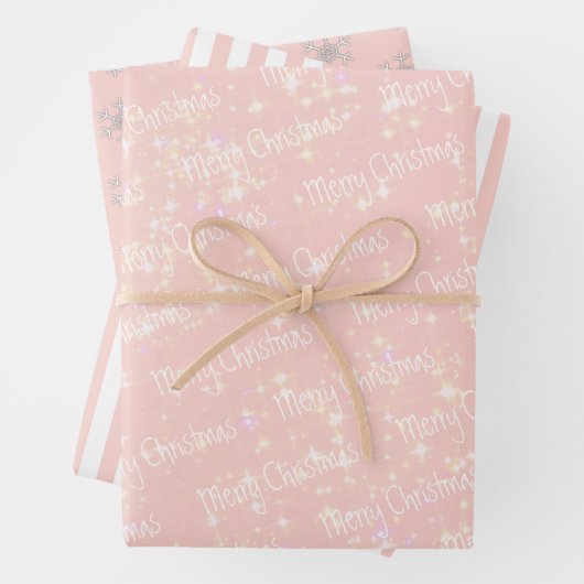 Roze | wit | Kerstmis Inpakpapier Vel (In situ)