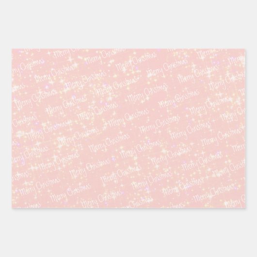 Roze | wit | Kerstmis Inpakpapier Vel (Voorkant)
