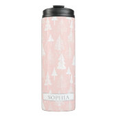 Roze Wit Kerstmispatroon#6 ID1009 Thermosbeker (Voorkant)