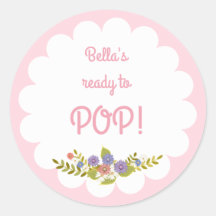 Roze Wit Klaar voor Pop Baby shower Sticker