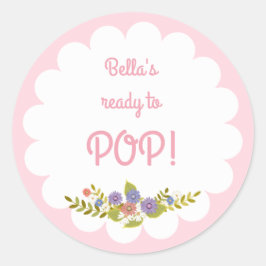 Roze Wit Klaar voor Pop Baby shower Sticker