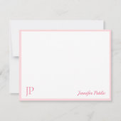 Roze Wit Klassiek Handgeschreven Script Monogram Notitiekaartje (Voorkant)