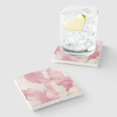 Roze Wit Koeienhuid Dier Stenen Onderzetter (Zijkant)