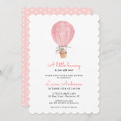 Roze & Wit Konijntje Meisje Baby shower Kaart (Voorkant / Achterkant)