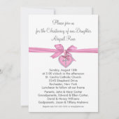 Roze Wit Kruis Baby Meisje Foto Doop Kaart (Achterkant)