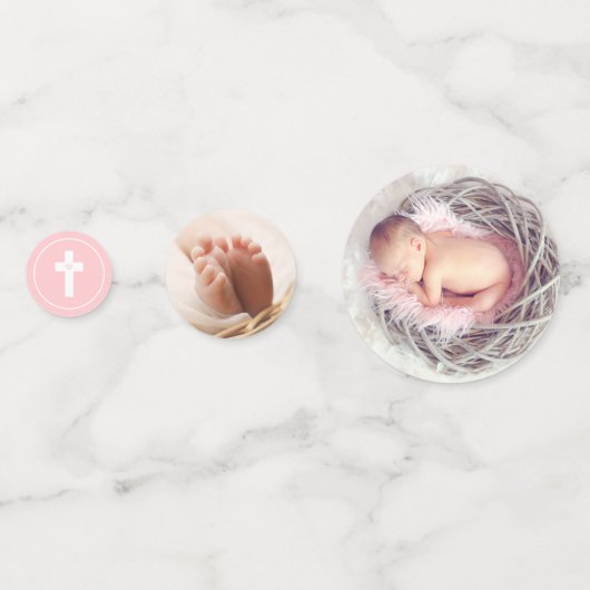 Roze & Wit Kruis - Foto - Doop Confetti (Voorkanten)