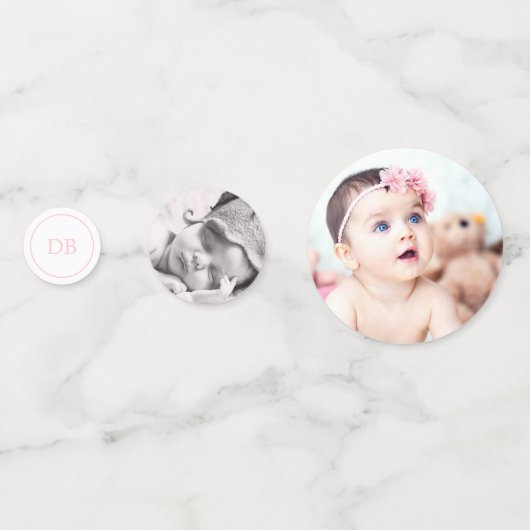 Roze & Wit Kruis - Foto - Doop Confetti (Achterkanten)