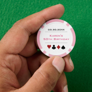 Roze Wit Las Vegas Casino Poker Chip Verjaardag