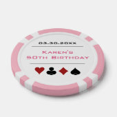 Roze Wit Las Vegas Casino Poker Chip Verjaardag (Enkel)