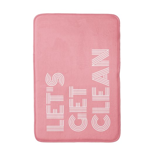 Roze wit Laten we schoon krijgen Badmat (Voorkant Verticaal)