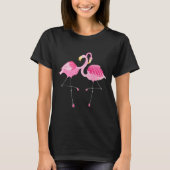 Roze & Wit Leuke Flamingo's Illustratie T-shirt (Voorkant)