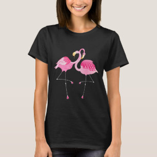 Roze & Wit Leuke Flamingo's Illustratie T-shirt