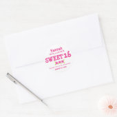 Roze & Wit Lief 16 Dank u gepersonaliseerd Ronde Sticker (Envelop)