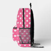 Roze Wit Liefde Hart Patroon Ontwerp Bedrukte Rugzak (Rechts)