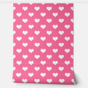 Roze Wit Liefde Hart Patroon Ontwerp Behang