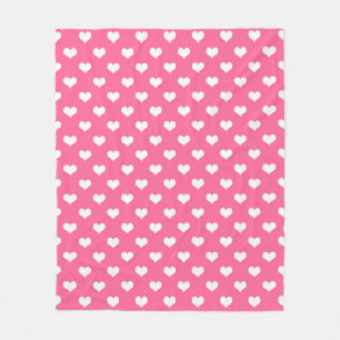 Roze Wit Liefde Hart Patroon Ontwerp Fleece Deken