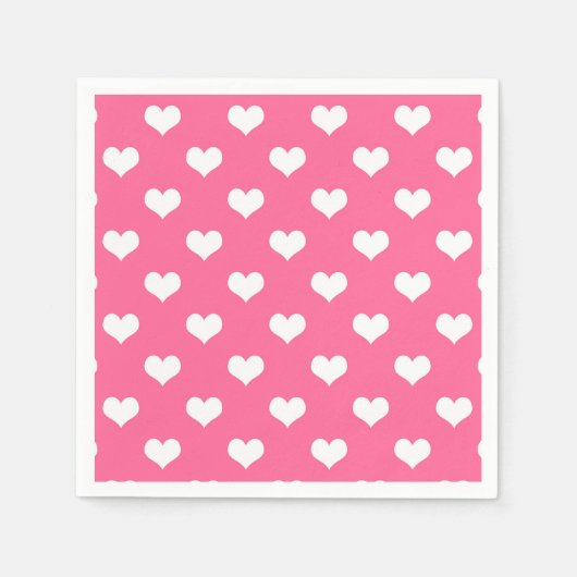 Roze Wit Liefde Hart Patroon Ontwerp Servet (Voorkant)