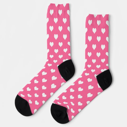 Roze Wit Liefde Hart Patroon Ontwerp Sokken (Links)