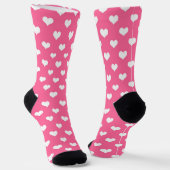 Roze Wit Liefde Hart Patroon Ontwerp Sokken (Gebogen)