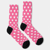 Roze Wit Liefde Hart Patroon Ontwerp Sokken (Rechts)