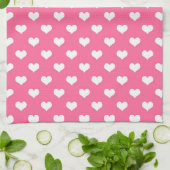 Roze Wit Liefde Hart Patroon Ontwerp Theedoek (Gevouwen)