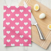 Roze Wit Liefde Hart Patroon Ontwerp Theedoek (Quarter Fold)