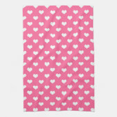 Roze Wit Liefde Hart Patroon Ontwerp Theedoek (Verticaal)