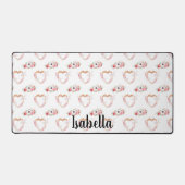 roze wit Lovebirds bloem harten naam script Bureaumat (Voorkant)