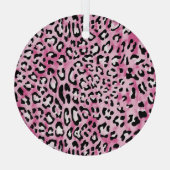 Roze wit luipaard patroon. glas ornament (Achterkant)