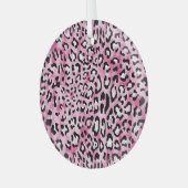 Roze wit luipaard patroon. glas ornament (Voorkant links)
