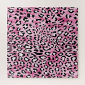 Roze wit luipaard patroon. legpuzzel (Horizontaal)
