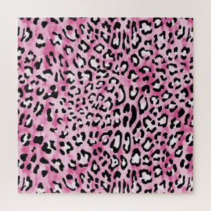 Roze wit luipaard patroon. legpuzzel
