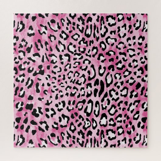 Roze wit luipaard patroon. legpuzzel (Verticaal)