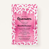 Roze Wit Luipaard Quinceañera Nodig VIP Pass uit Badge (Achterkant)
