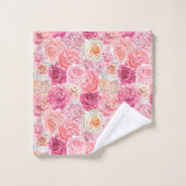 Roze Wit Magenta Bloem Bloemen Elegant Boho Bad Handdoek (Wasdoekje)