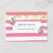 Roze Wit Make-up Artiest Floral Visitekaartje (Voorkant)