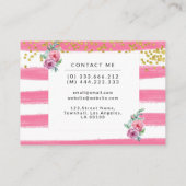 Roze Wit Make-up Artiest Floral Visitekaartje (Achterkant)