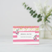 Roze Wit Make-up Artiest Floral Visitekaartje (Staand voorkant)